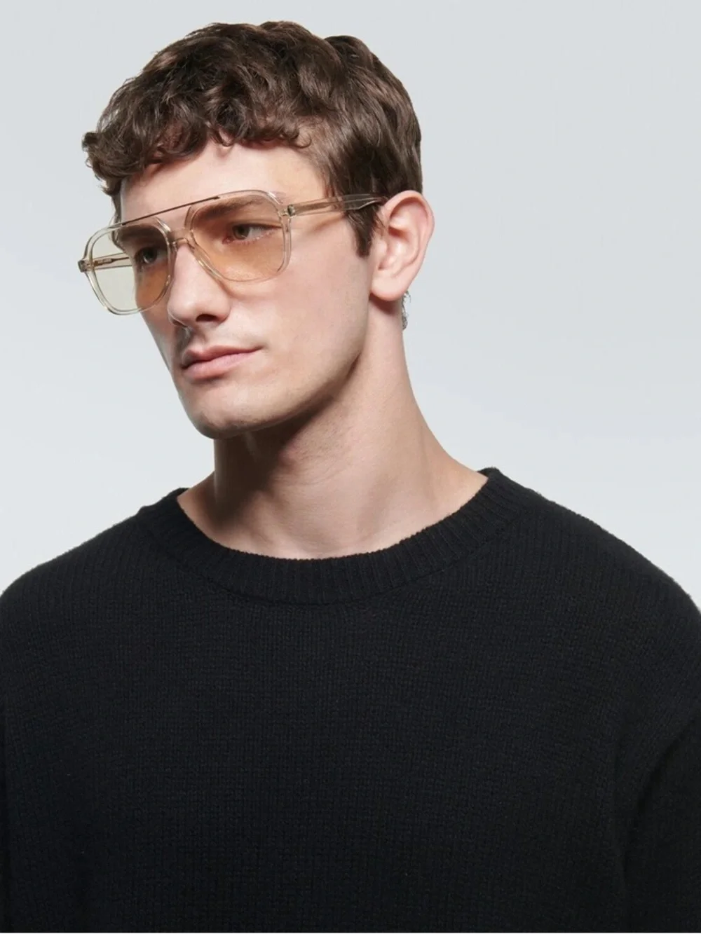 Saint Laurent SL 545 aviator acetate sunglasses unisex pastel yellow gold logo